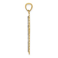 14K and White Rhodium Diamond-cut Cross Pendant view 2