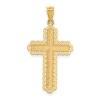 14K and White Rhodium Diamond-cut Cross Pendant view 3