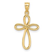 14K Yellow Gold Ribbon Cross Pendant view 3