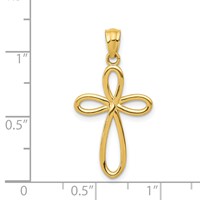 14K Yellow Gold Ribbon Cross Pendant view 4