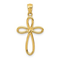 14K Yellow Gold Ribbon Cross Pendant view 1