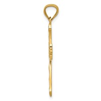 14K Yellow Gold Diamond-cut Flower Center Scrolled Cross Pendant view 2