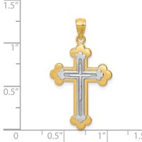 14K Two-tone Budded Cross Pendant view 3