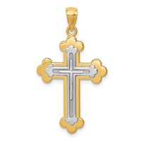 14K Two-tone Budded Cross Pendant view 1