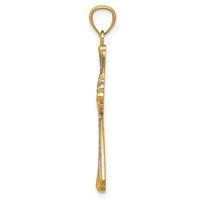14K Pendant with White Rhodium Diamond-Cut Cross view 2