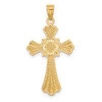 14K Pendant with White Rhodium Diamond-Cut Cross view 3