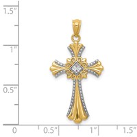 14K Pendant with White Rhodium Diamond-Cut Cross view 4