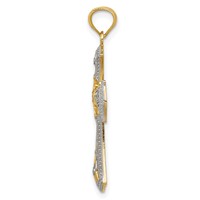 14K Pendant with White Rhodium Diamond-Cut Cross view 2