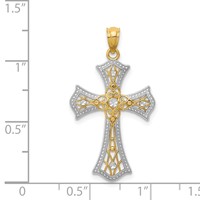 14K Pendant with White Rhodium Diamond-Cut Cross view 4