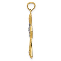 14K Pendant with White Rhodium Diamond-Cut Cross view 2