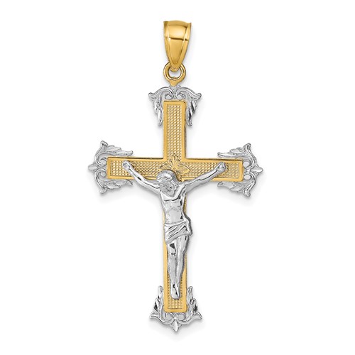 14K Two-tone Crucifix Pendant