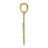 14K and White Rhodium Baptism Pendant with Praying Hands Scalloped Edge Round view 2