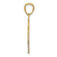 14K and White Rhodium Baptism Pendant with Cross Scalloped Edge Round view 2