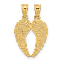 14K Yellow Gold Two-Piece Break-Apart Diamond-cut Wings Pendant view 3