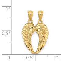 14K Yellow Gold Two-Piece Break-Apart Diamond-cut Wings Pendant view 4