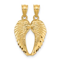 14K Yellow Gold Two-Piece Break-Apart Diamond-cut Wings Pendant view 1