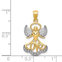 14K and White Rhodium Love Angel Pendant view 4