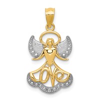 14K and White Rhodium Love Angel Pendant view 1
