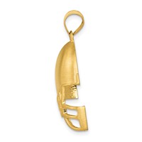 14K Yellow Gold Brushed Football Helmet Pendant view 2