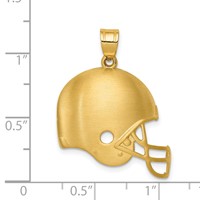 14K Yellow Gold Brushed Football Helmet Pendant view 4