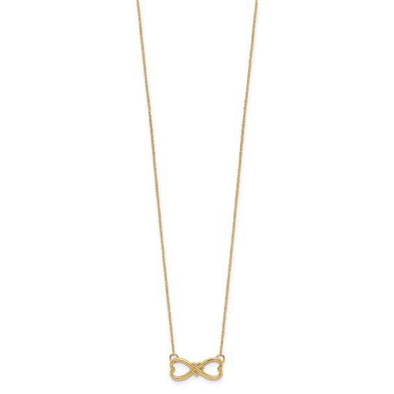 14k Polished Infinity Symbol with Heart Center 18 inch Necklace