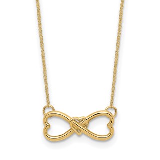 14k Polished Infinity Symbol with Heart Center 18 inch Necklace