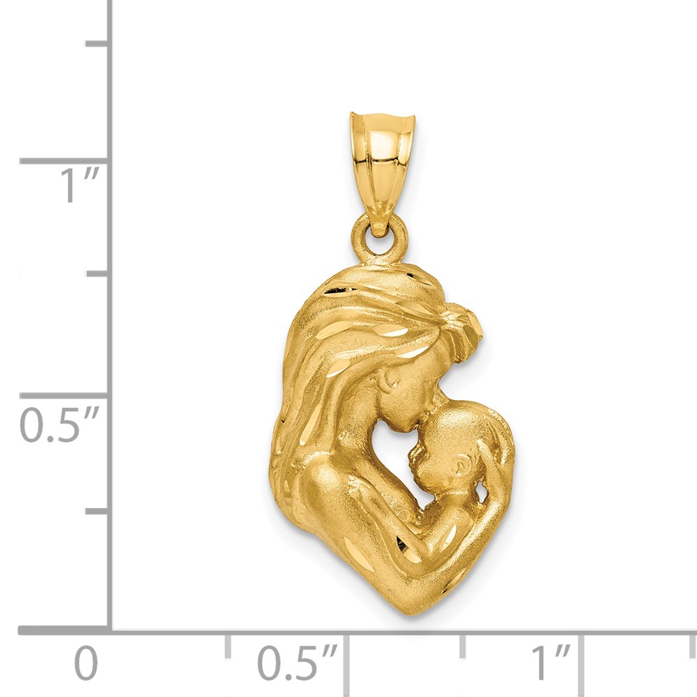 14K Brushed Diamond-cut Mom/Baby Pendant (C4540)