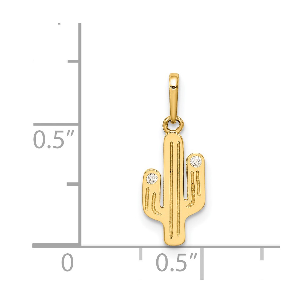 14K Cactus CZ Pendant (C4546)