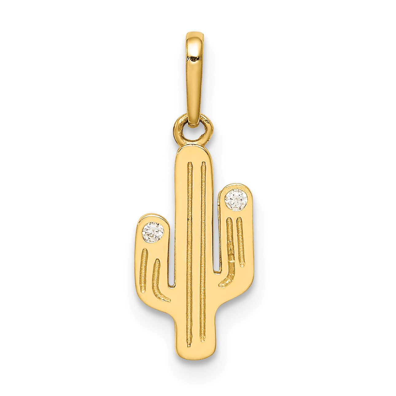 14K Cactus CZ Pendant (C4546)