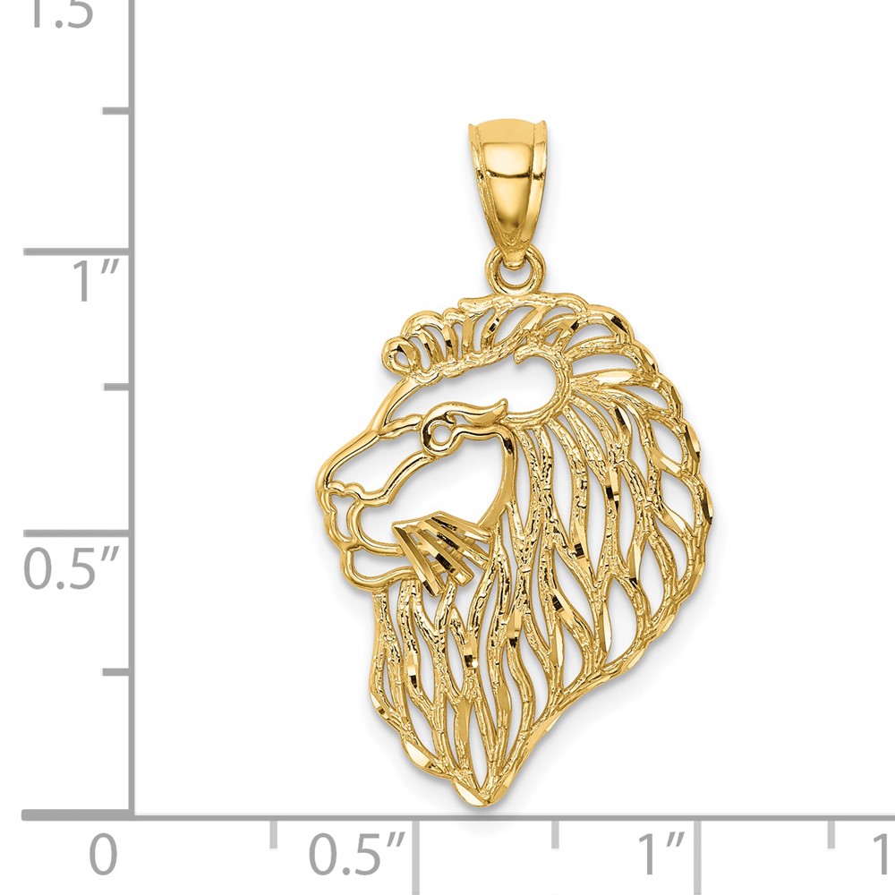 14K Diamond-Cut Lion Profile Pendant (C4581)