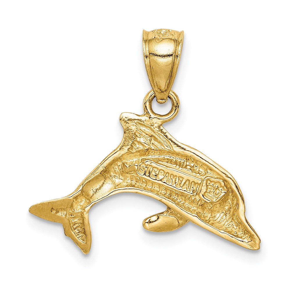 14K Lab Created Opal Dolphin Pendant (C4596)
