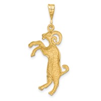14K Yellow Gold Satin Diamond-cut Aries Zodiac Charm view 3