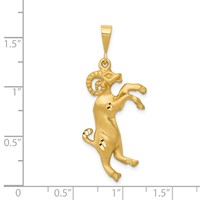 14K Yellow Gold Satin Diamond-cut Aries Zodiac Charm view 4