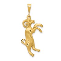 14K Yellow Gold Satin Diamond-cut Aries Zodiac Charm view 1