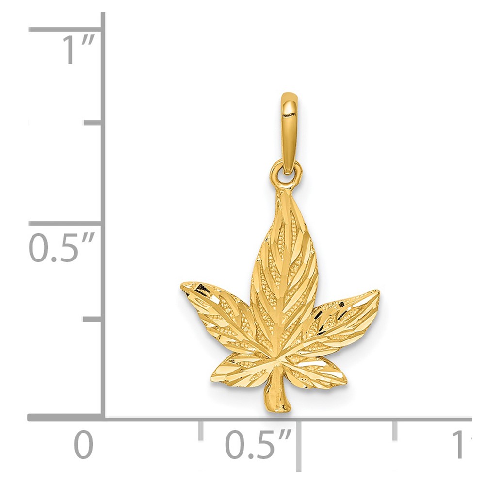 14K Diamond-Cut Leaf Pendant (C4645)