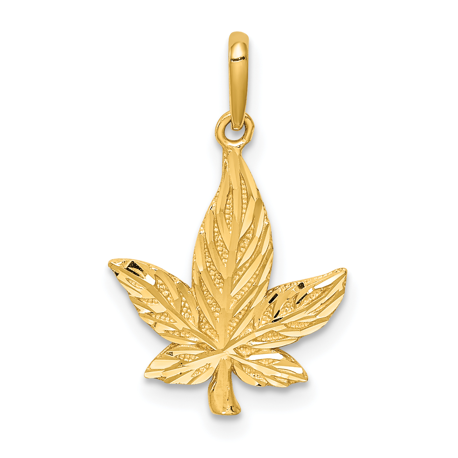 14K Diamond-Cut Leaf Pendant (C4645)