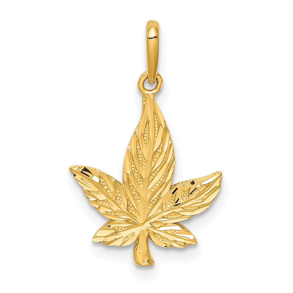 14K Diamond-Cut Leaf Pendant (C4645)