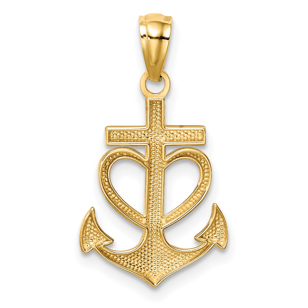 14K Anchor with Heart Pendant (C4648)