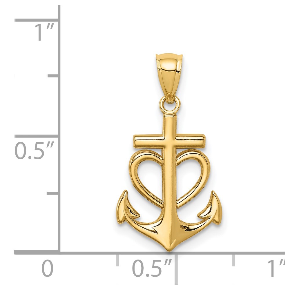 14K Anchor with Heart Pendant (C4648)