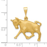 14K Yellow Gold Satin Diamond-cut Taurus Zodiac Charm view 4