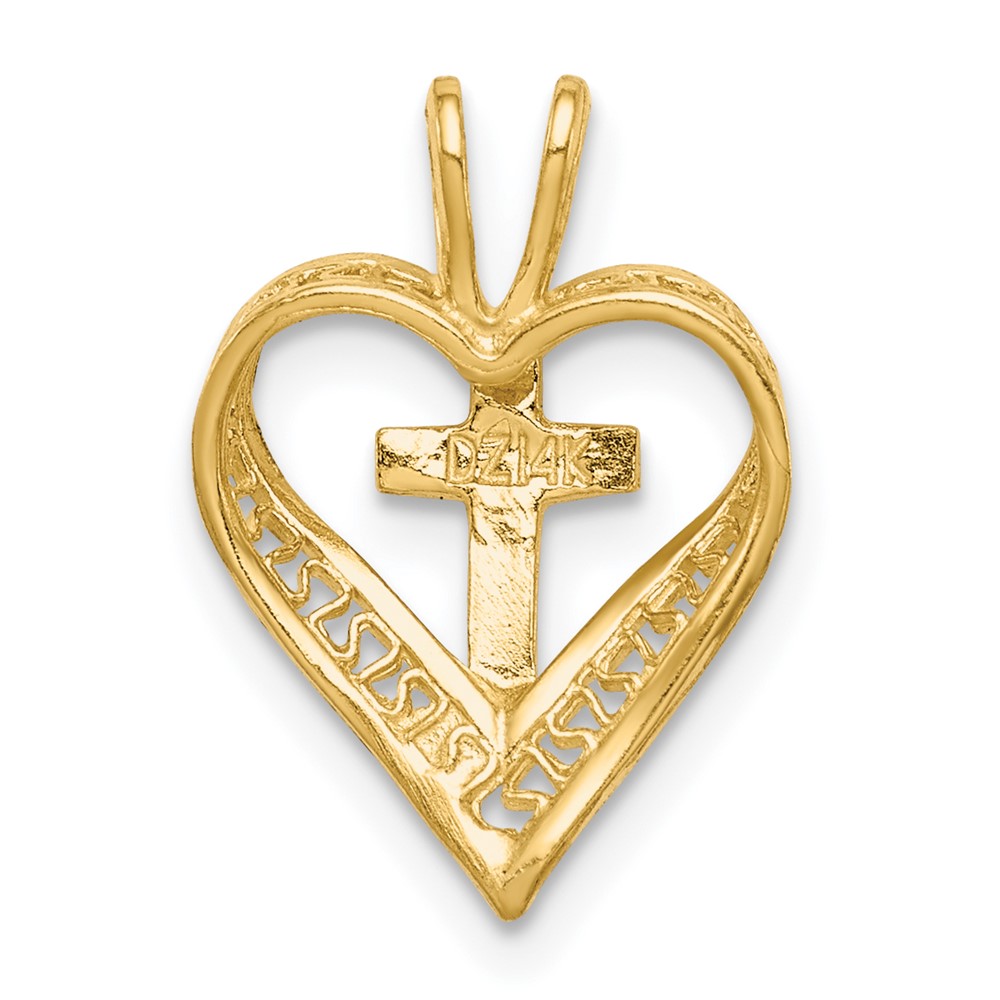 14K D/C Heart w/Cross Chain Slide (C4655)