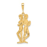 14K Yellow Gold Satin Diamond-cut Gemini Zodiac Charm view 3