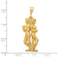 14K Yellow Gold Satin Diamond-cut Gemini Zodiac Charm view 4
