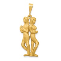 14K Yellow Gold Satin Diamond-cut Gemini Zodiac Charm view 1