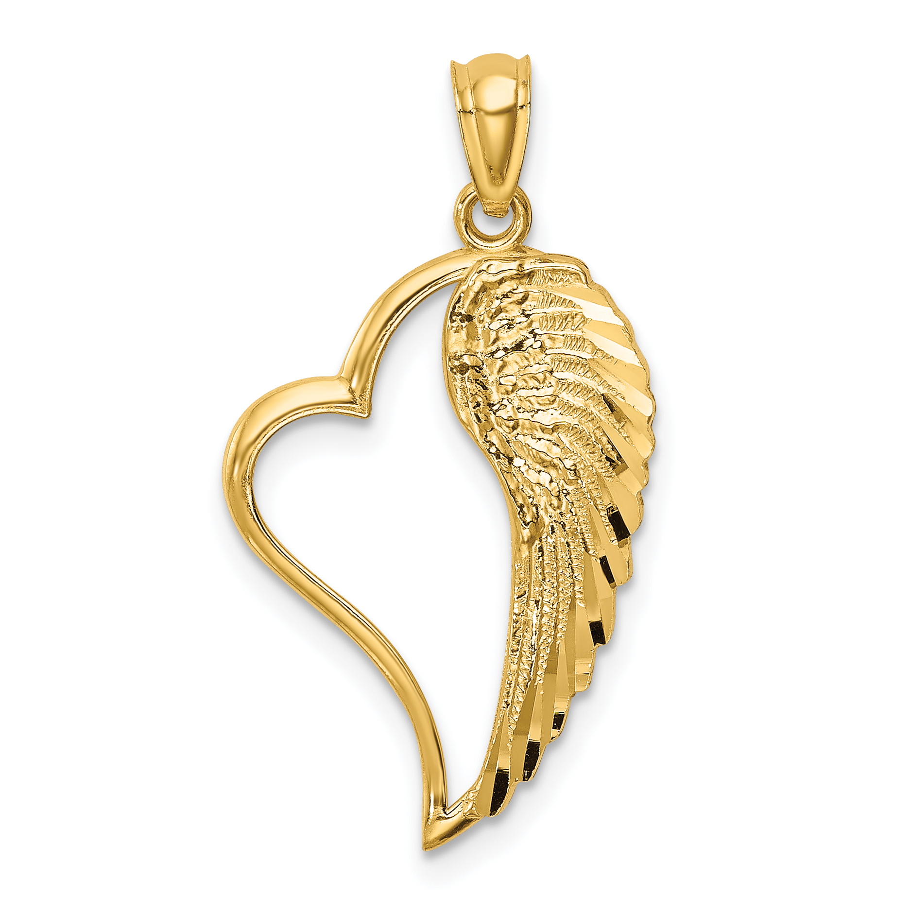 14K Polished Heart and Wing Pendant (C4668)