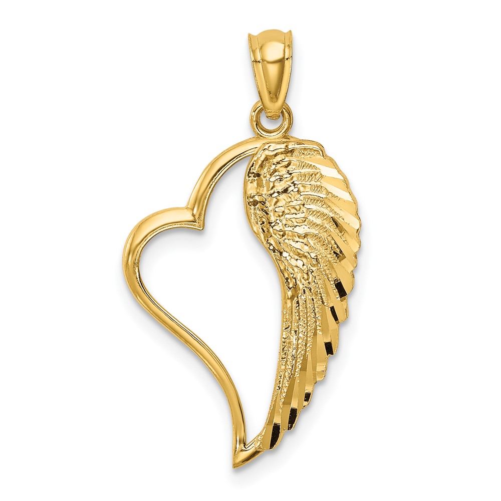 14K Polished Heart and Wing Pendant (C4668)
