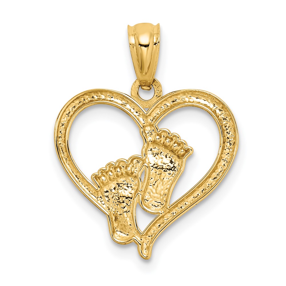 14K Yellow Gold Baby Feet In A Heart Pendant eBay