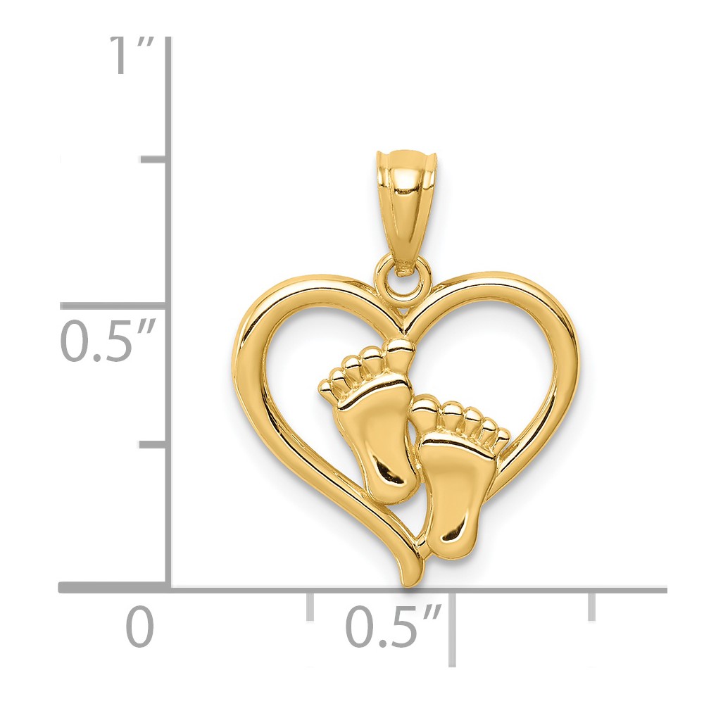 14K Baby Feet in a Heart Pendant (C4671)