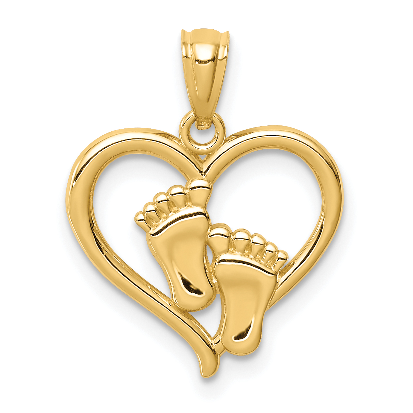 14K Baby Feet in a Heart Pendant (C4671)