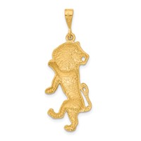 14K Yellow Gold Satin Diamond-cut Leo Zodiac Charm view 3